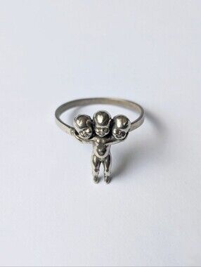 ANOMALY three headed baby doll ring Occult strange goth unique creepy vibes